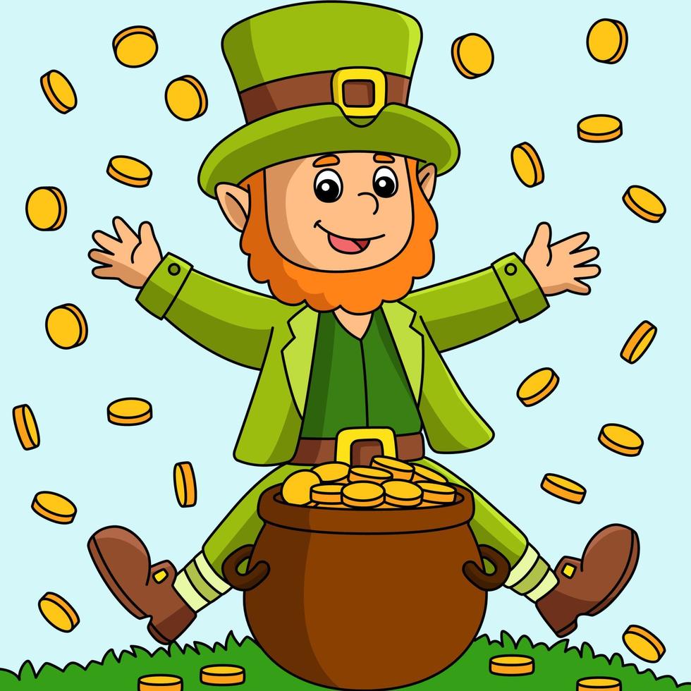 Saint Patricks Day Leprechaun Cartoon Vector Colored