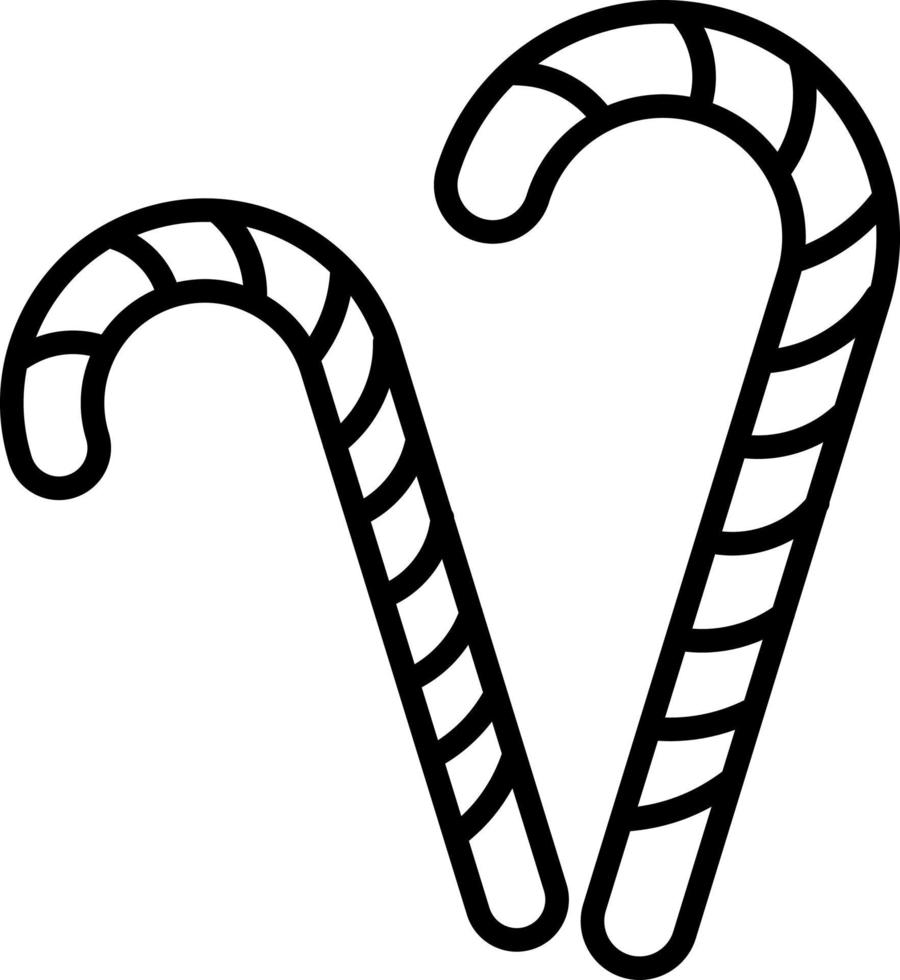 Candy Cane Outline Icon Food Vector