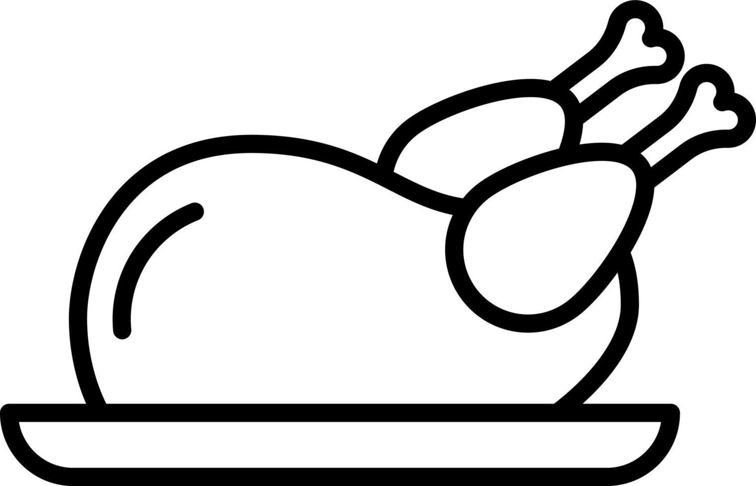 Roast Chicken Outline Icon Food Vector