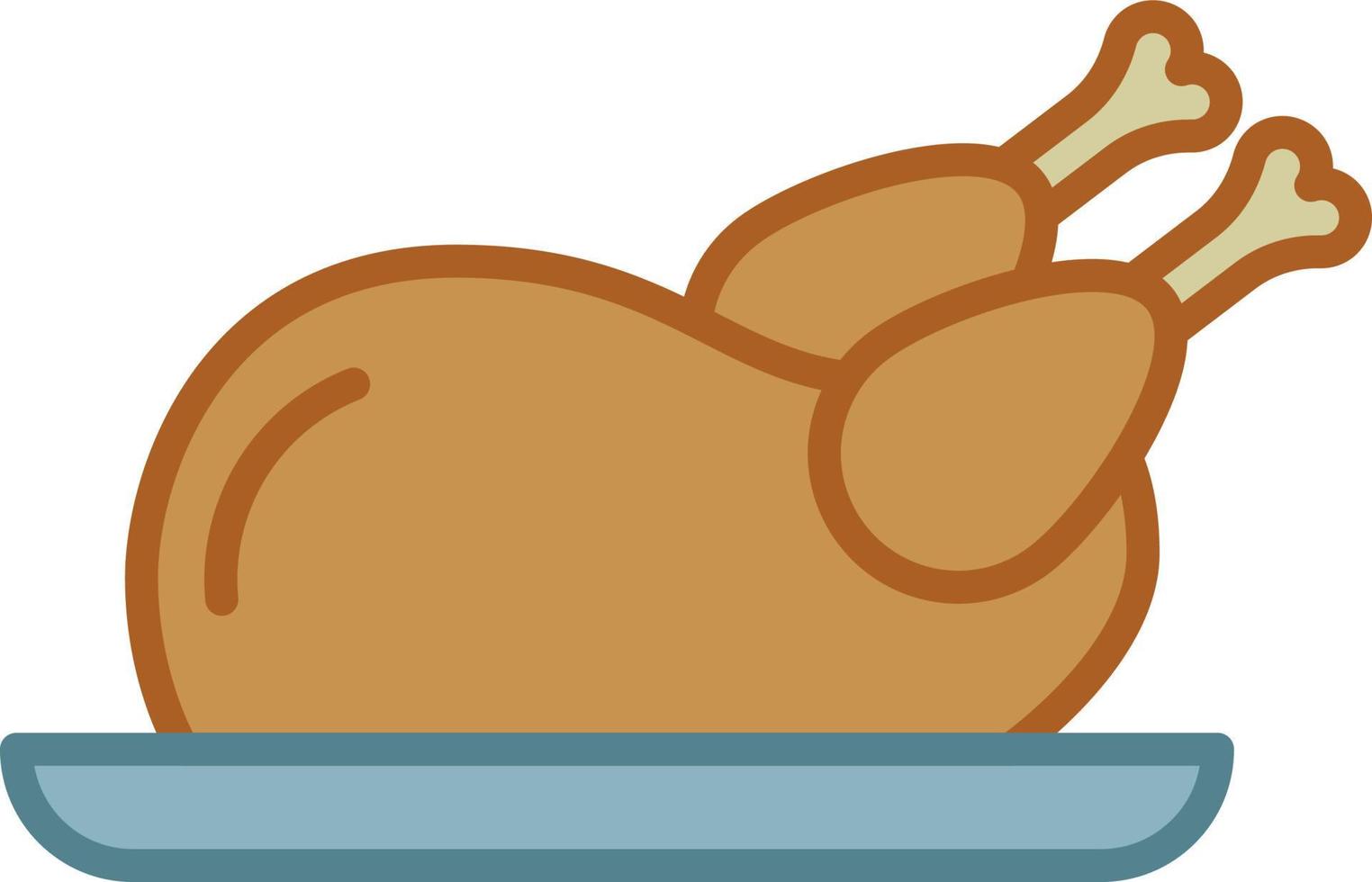 vector de icono de contorno lleno de pollo asado