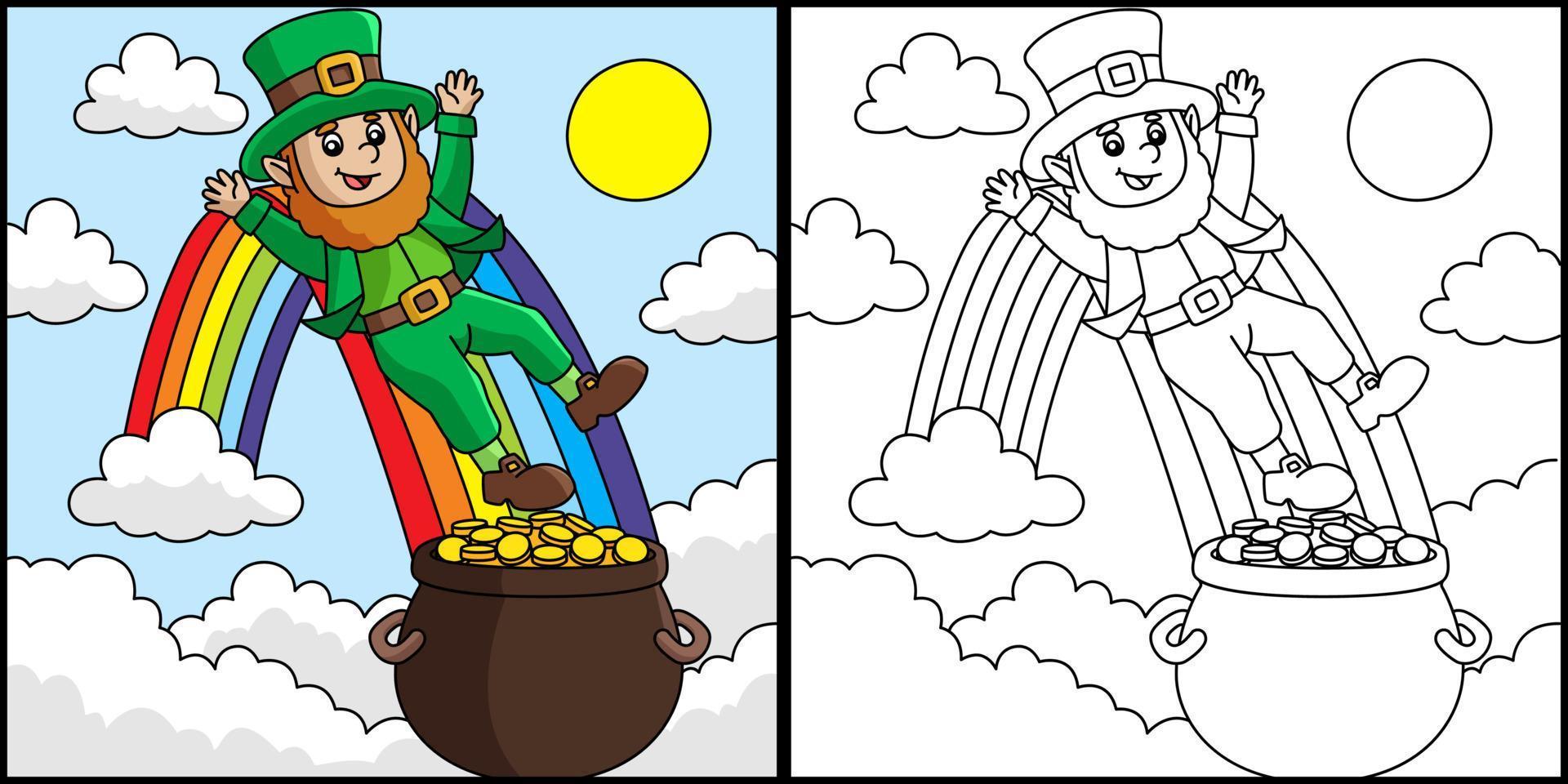 Saint Patricks Day Leprechaun Coloring Page Vector