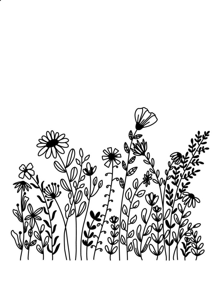 Flower line art illustration vector