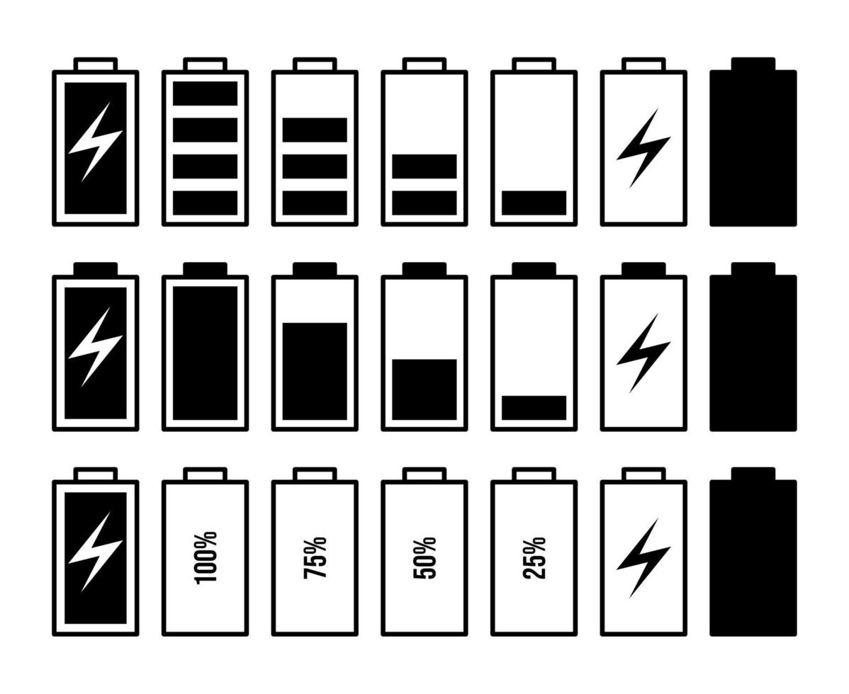 battery icon set vector