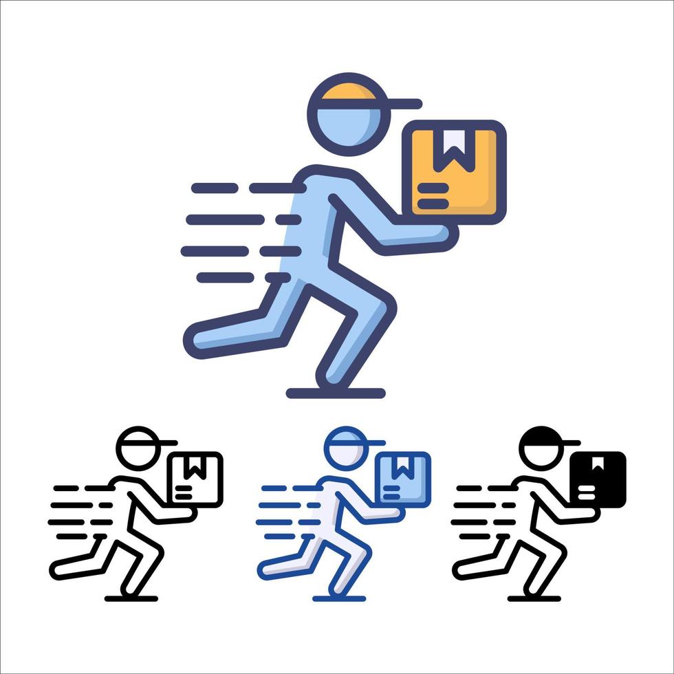Courier with the parcel icon symbol, Pictogram flat design for apps and websites, delivery service processing status, Isolated on white background, Vector illustration
