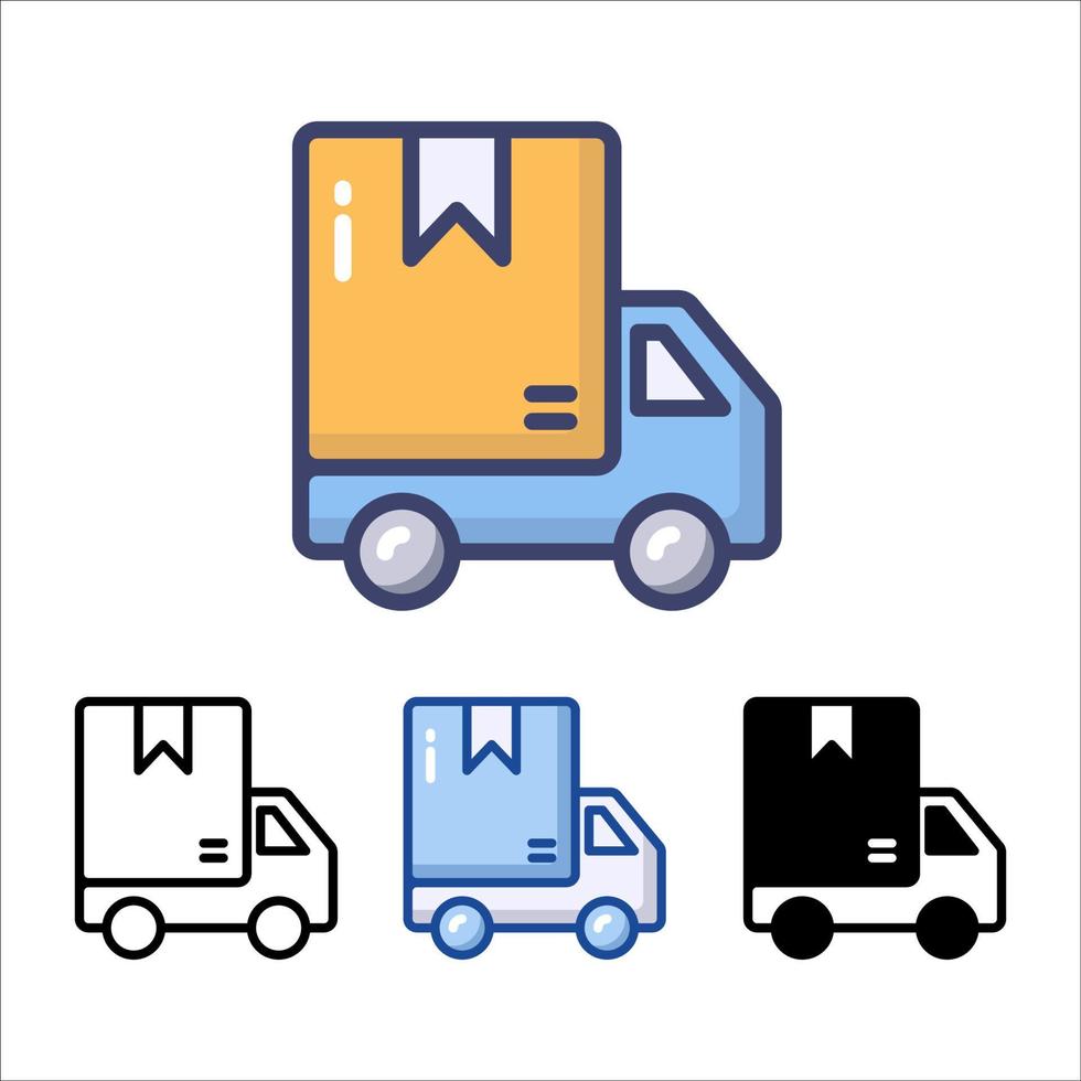 símbolo de icono de camión o contenedor, diseño plano de pictograma para aplicaciones y sitios web, estado de procesamiento de seguimiento y rastreo, aislado en fondo blanco, ilustración vectorial vector