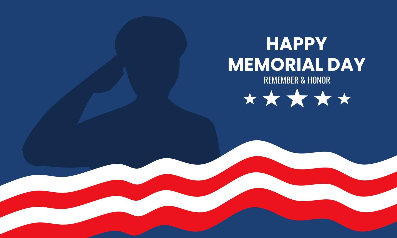 plantilla de fondo del día conmemorativo para medios sociales y póster. recordar y honrar. con bandera americana y silueta de soldado vector