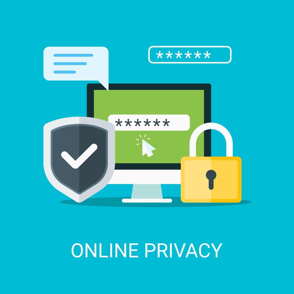 Online privacy vector illustration concept in flat style. Suitable for web banners, social media, postcard, presentation and many more.