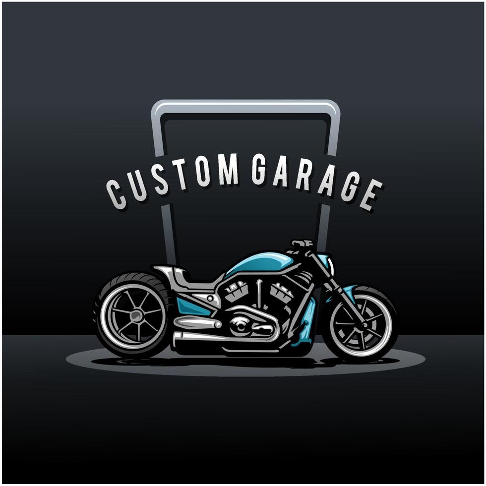 vector de ilustración de garaje personalizado de motocicleta