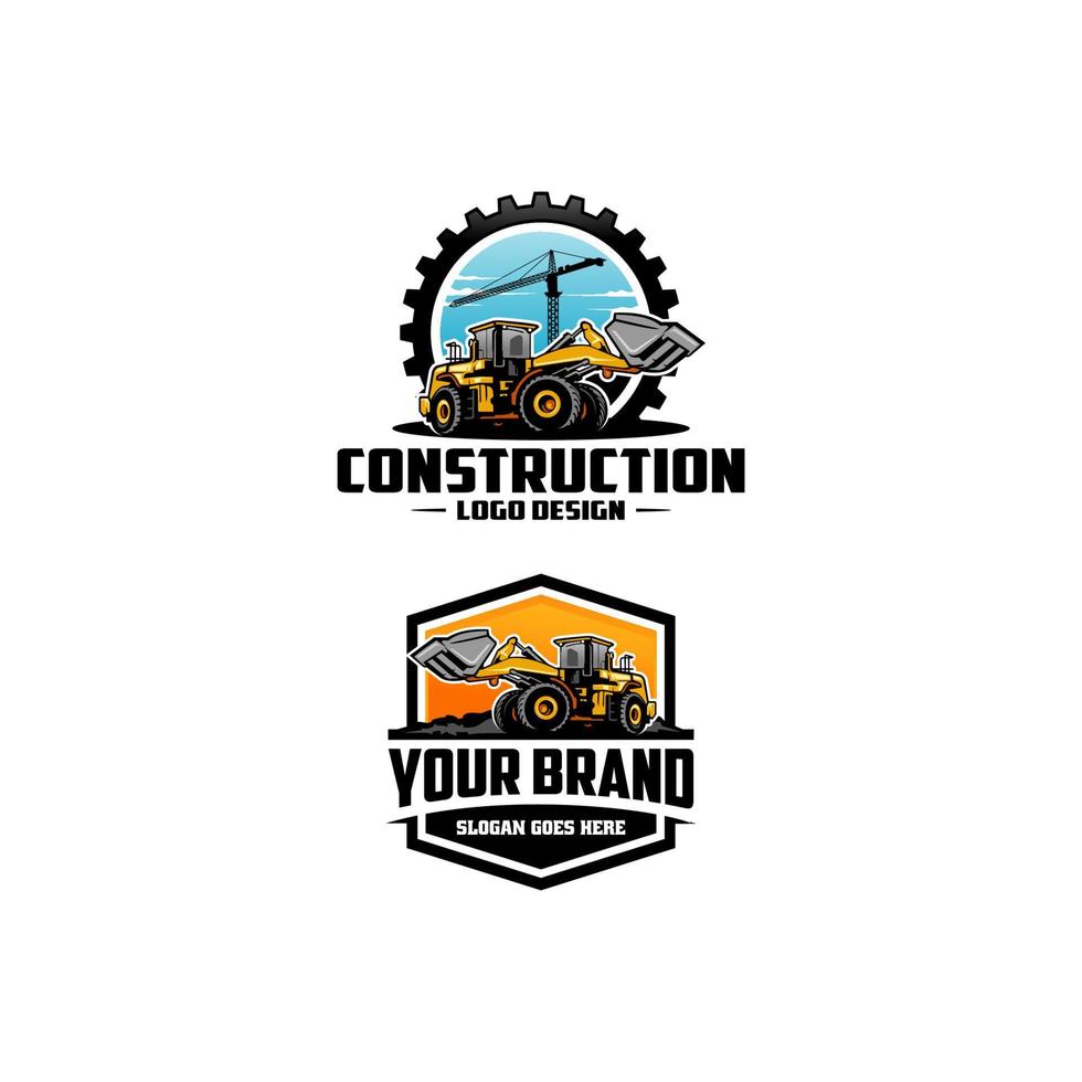 set of tractor - backhoe loader logo vector