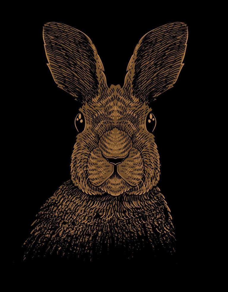 illustration rabbit with engraving style vector