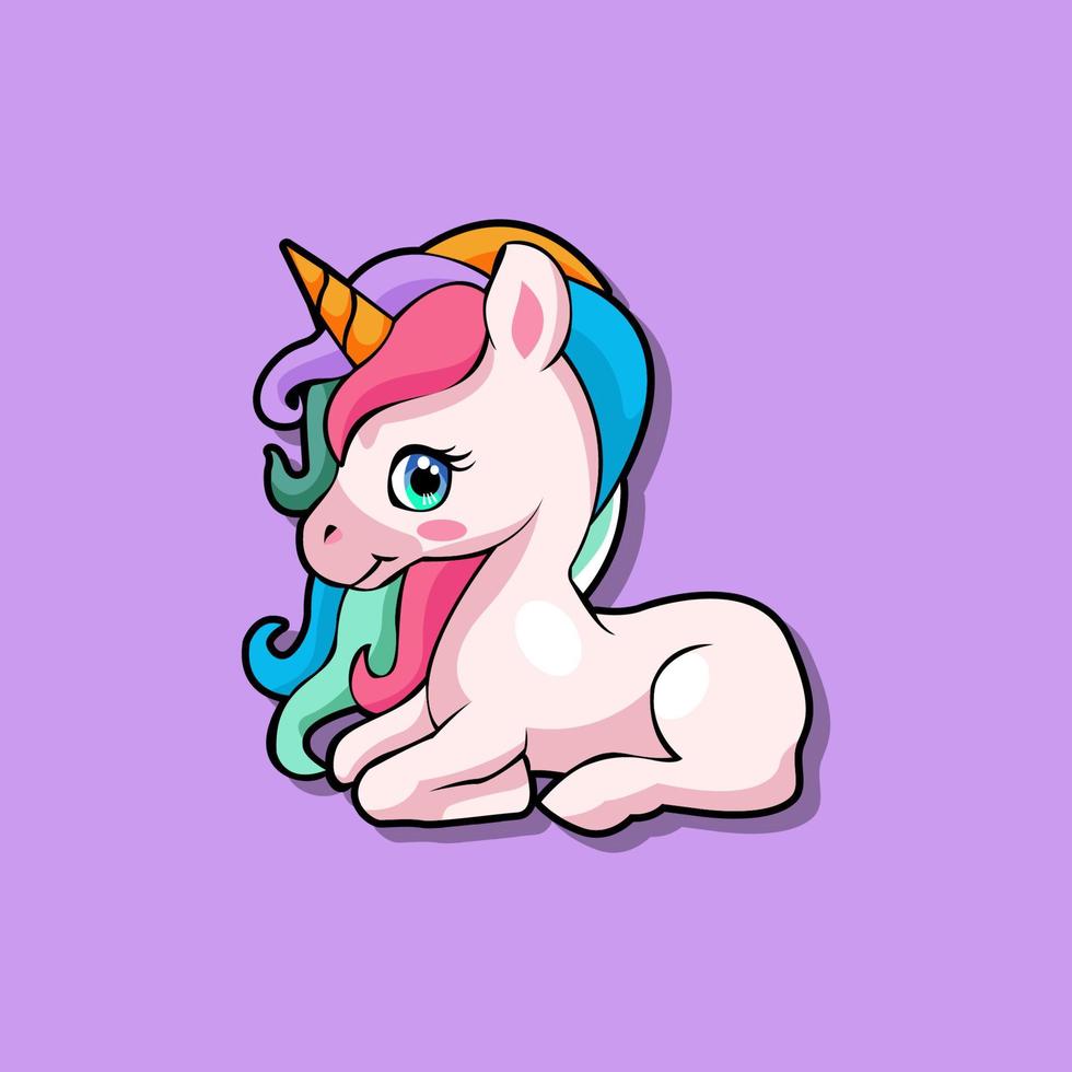 Cute unicorn cartoon illustration vector