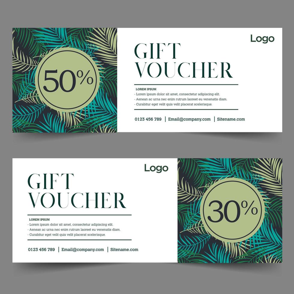 Gift Voucher template with Leaf background vector