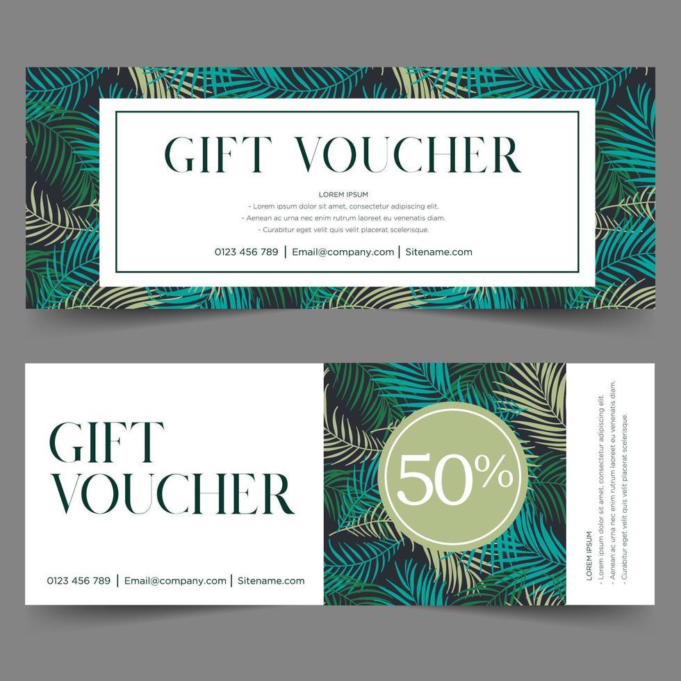 Gift Voucher template with Leaf background vector