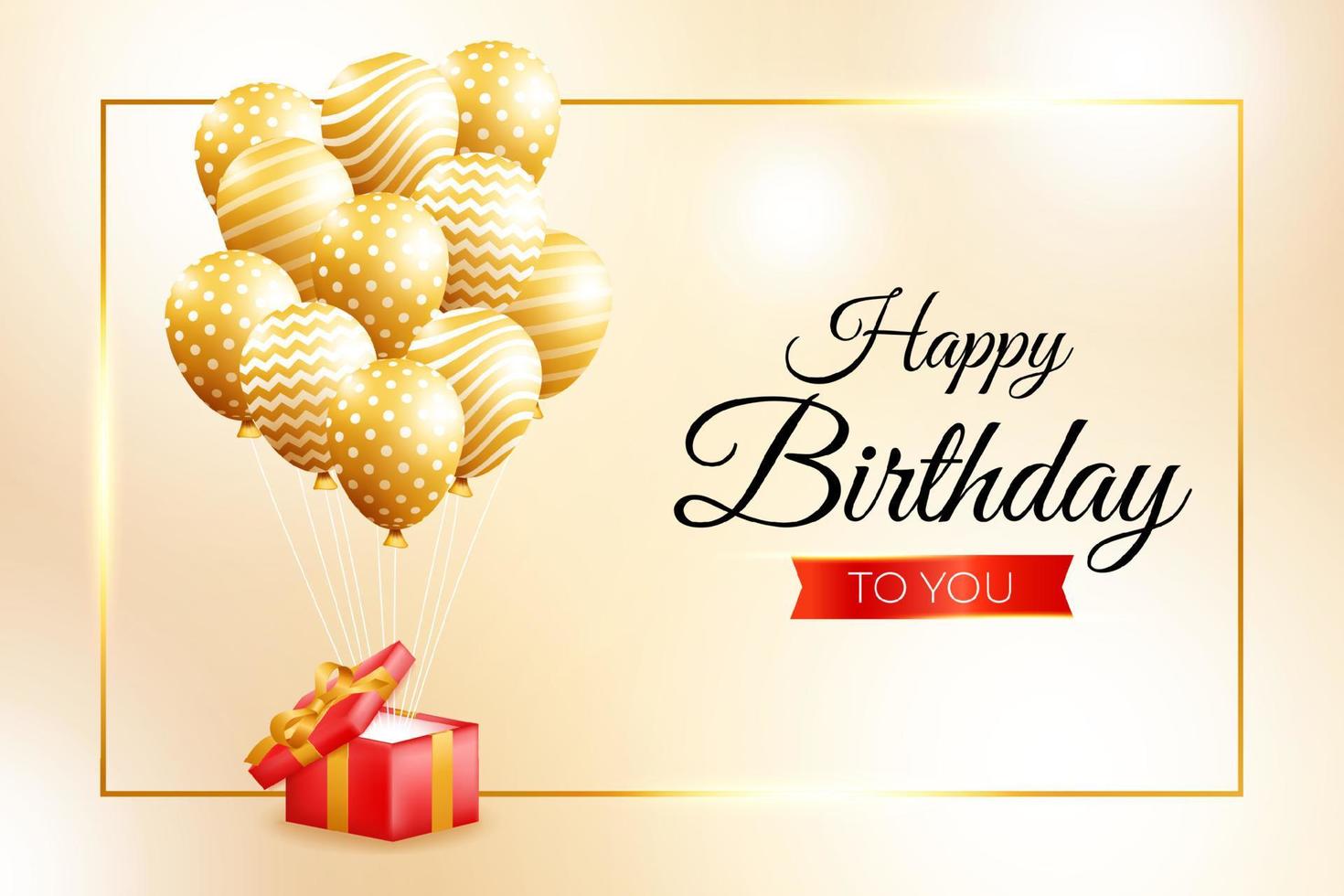 Happy birthday background design with realistic bunch of flying golden balloons. vector