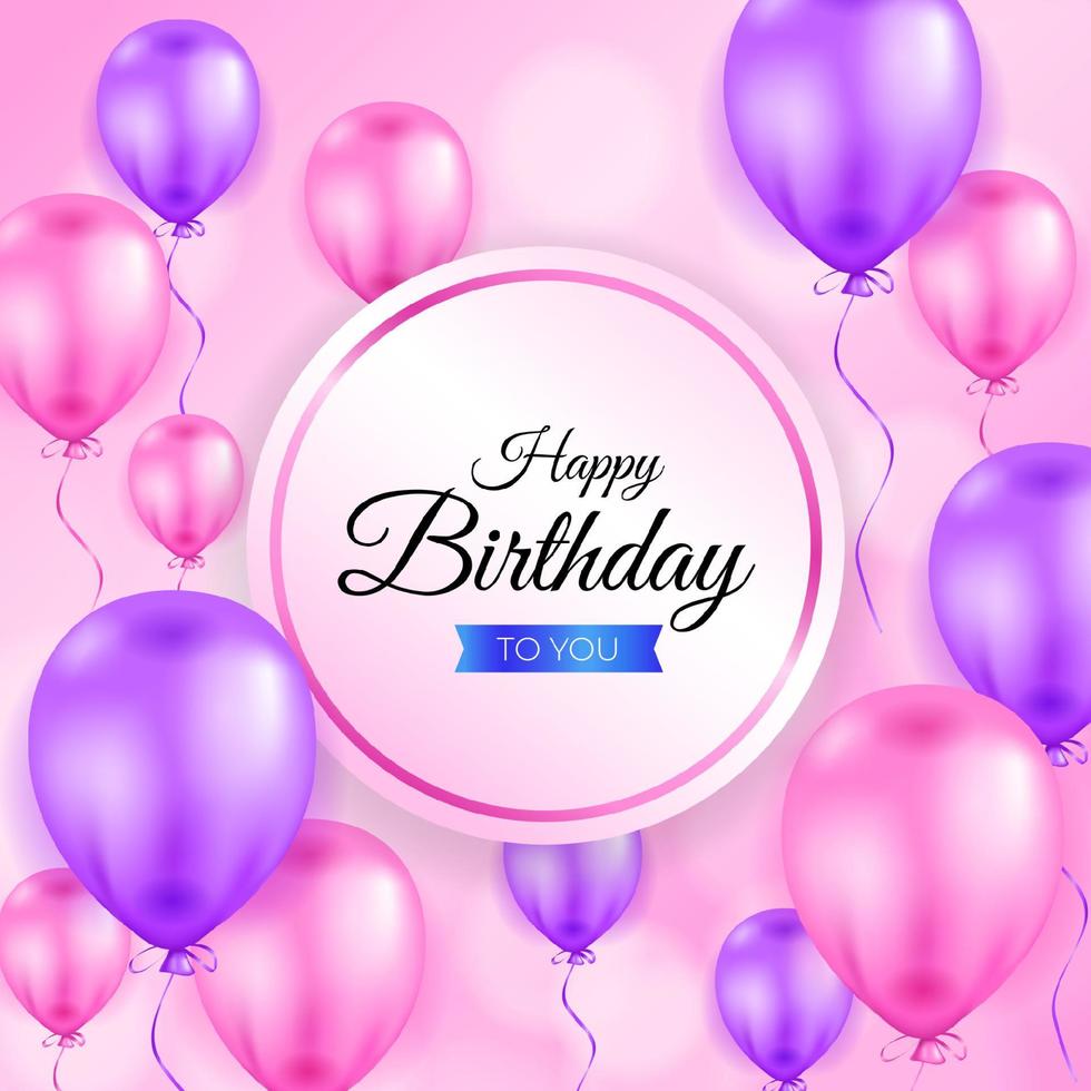 Happy birthday background design with realistic balloons vector