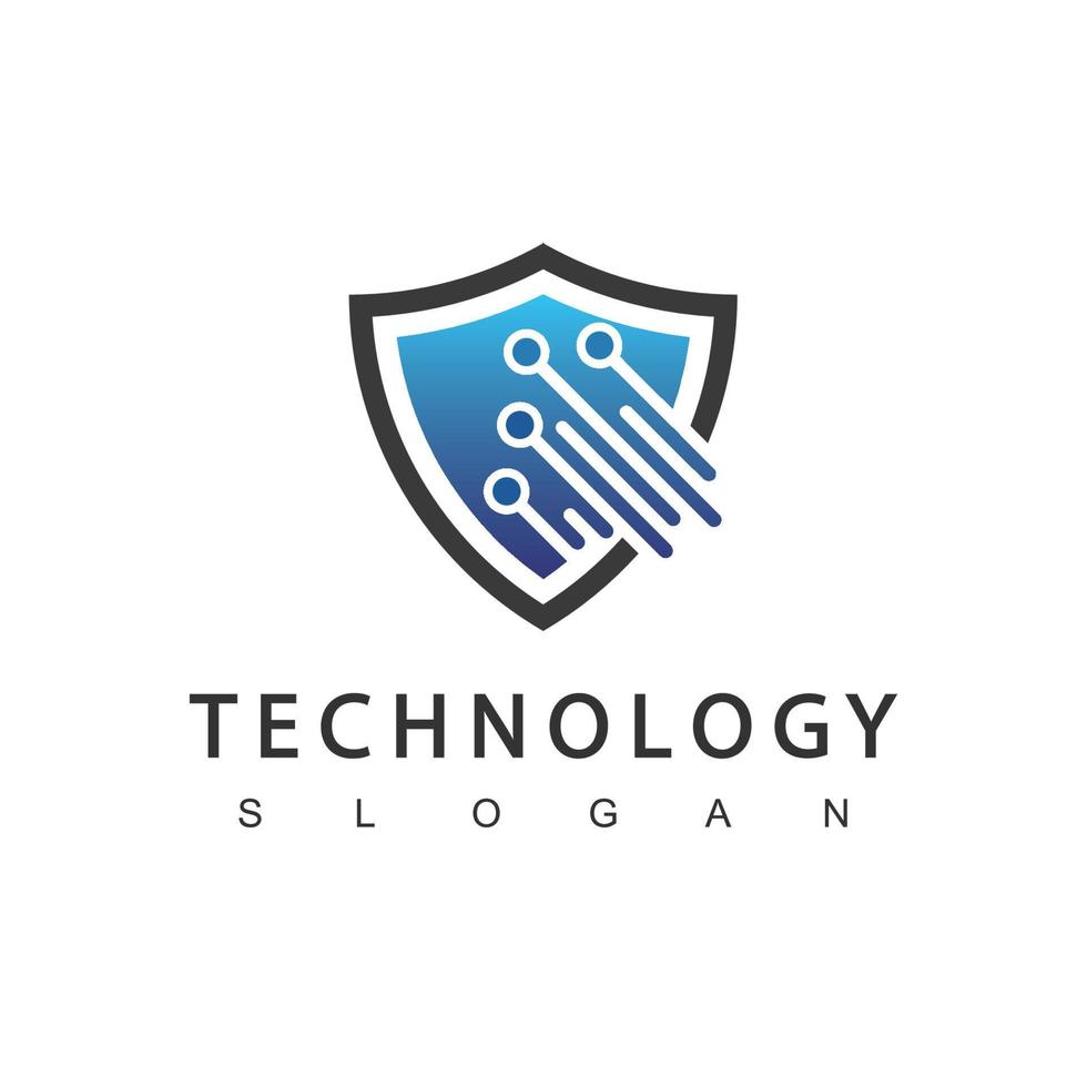 escudo digital, plantilla de diseño de logotipo de tecnología segura vector