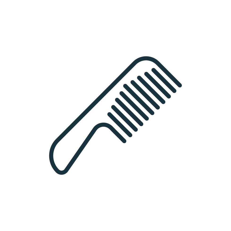 icono de línea de peine de pelo. cepillo de pelo de plástico para peinar pictograma lineal. equipo para el cuidado del cabello en el icono de salón o barbería. ilustración vectorial aislada. vector