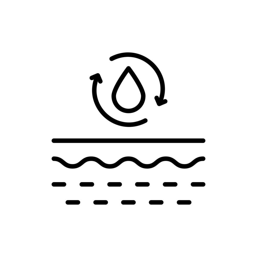 Moisture Skin Concept Line Icon. Water Drop with Arrow and Skin Layer Linear Pictogram. Absorb Liquid Vitamin, Gel, Serum, Cream Outline Icon. Isolated Vector Illustration.