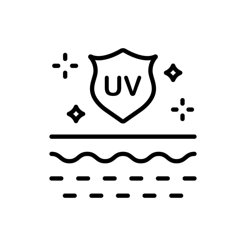 Sun Shield and Protection Skin of UV Rays Line Icon. Skin Care and SPF Cream for Skin from Ultraviolet Radiation. Block Solar Light Outline Icon. Vector Illustration.