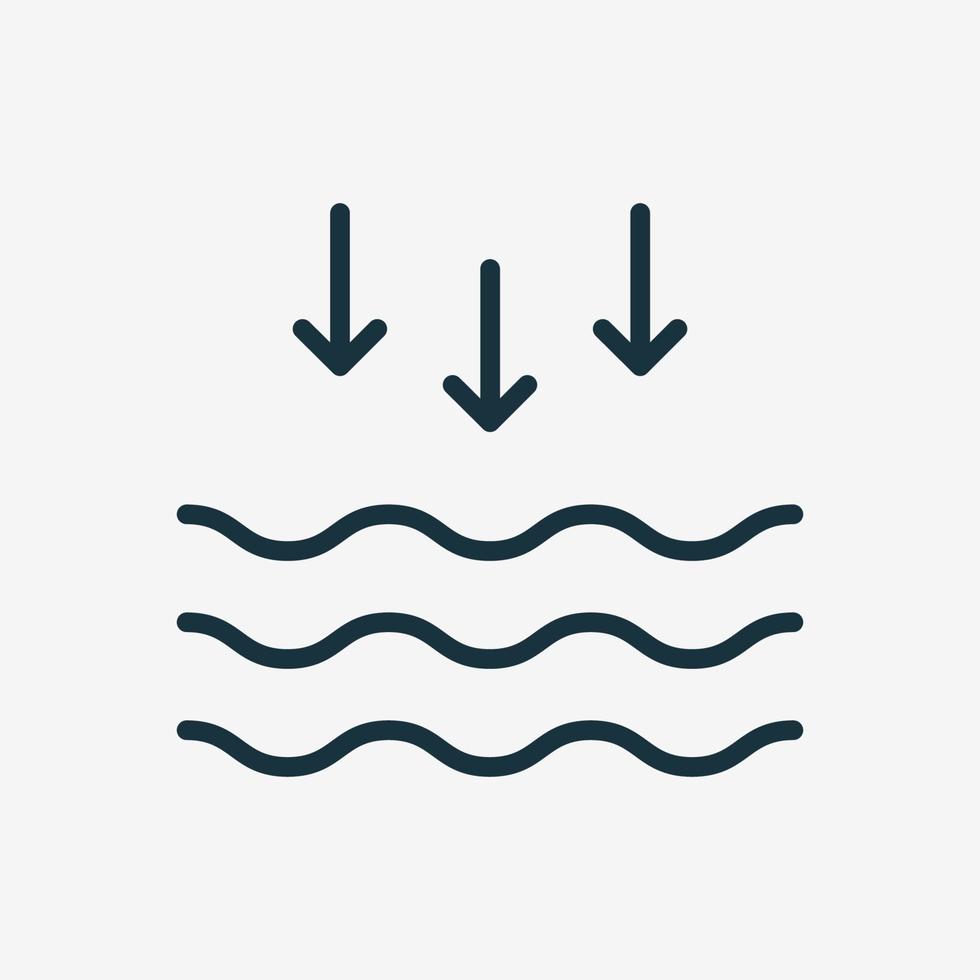 Low Tide Linear Icon. Waves on the Sea or Ocean. Vector illustration.