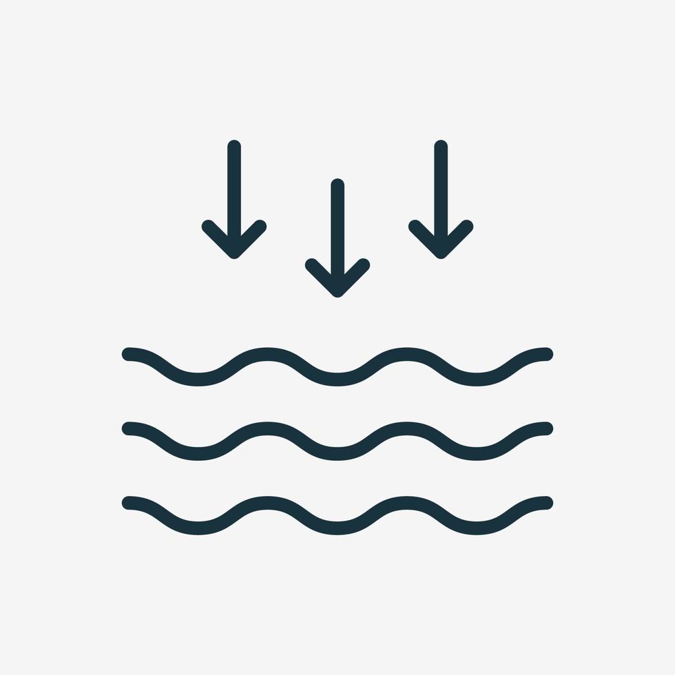 Low Tide Linear Icon. Waves on the Sea or Ocean. Vector illustration.