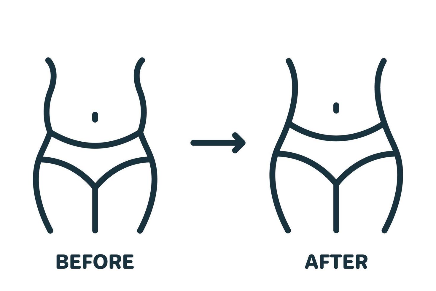 Woman Body Slimming Line Icon. Female Loss Weight Linear Pictogram. Slimming Waist. Shape Waistline Control Outline Icon. Isolated Vector Illustration.