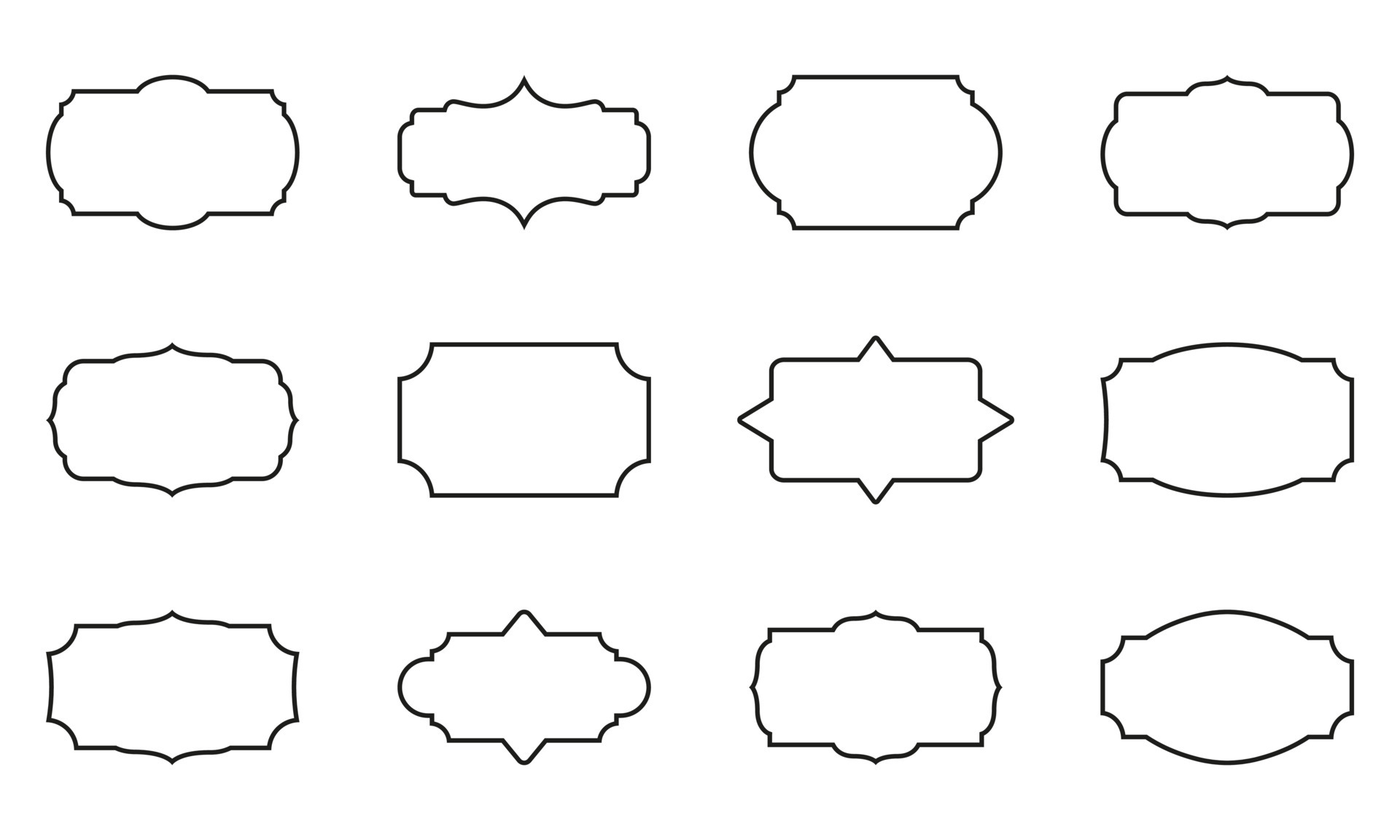Old Victorian Borders, Retro Badge and Decorative Vintage Line Icon