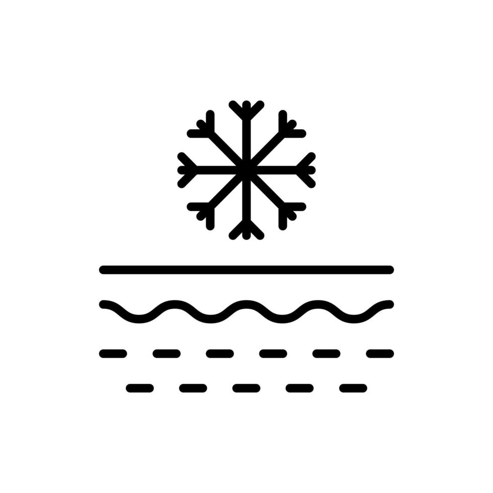 Protection of Skin Frostbite Line Icon. Effect of Skin Cold Linear Pictogram. Barrier from Cooling Concept Outline Icon. Snowflake on Skin Layer. Isolated Vector Illustration.