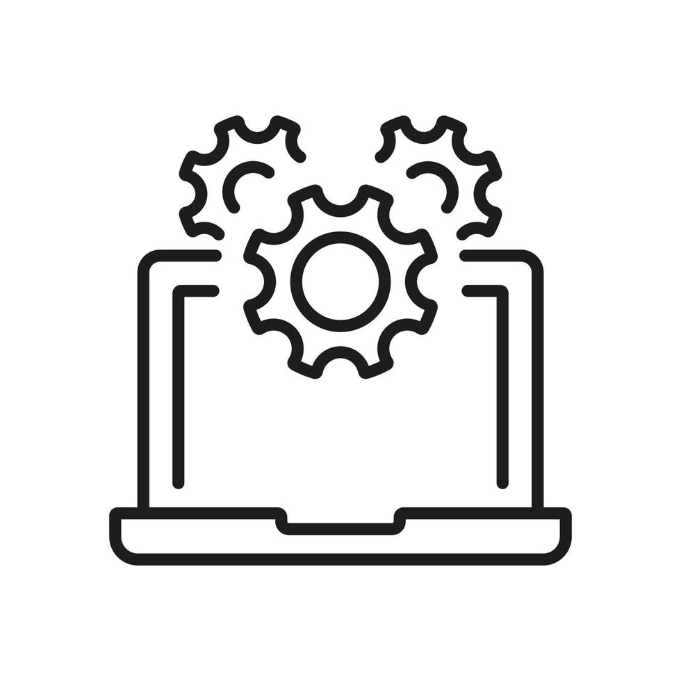 Service of Software Line Icon. Computer System Update Linear Pictogram. Settings and Configuration of Laptop. Technical Support. Vector Illustration.