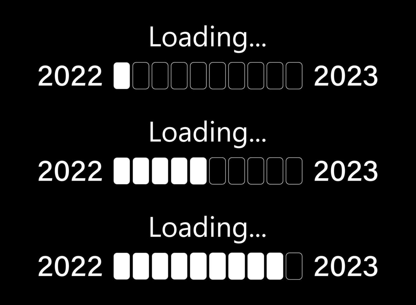 Set progress bar showing loading of 2022 vector. From 2021 to 2022 year. Vector