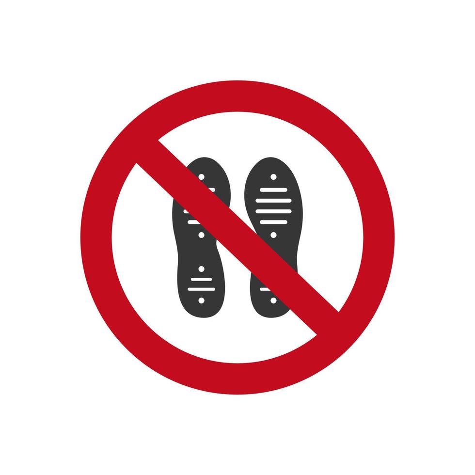 Do not step sign. Imprint soles shoes icon. Dont stand red sign. Symbol for public areas. Vector