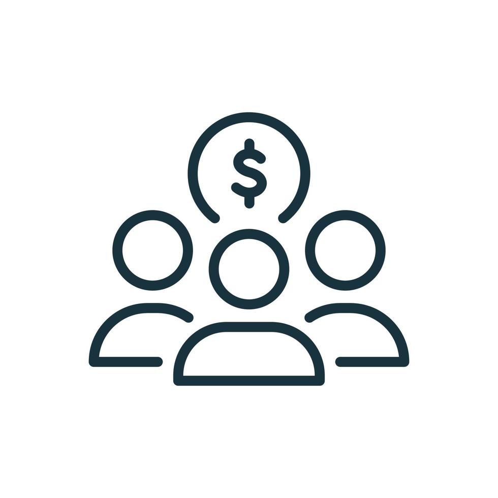 Fund of Donation Linear Icon. Charity and Donation Concept. Organization and Community Charitable Foundation. Financial Help for People Line Pictogram. Vector illustration.