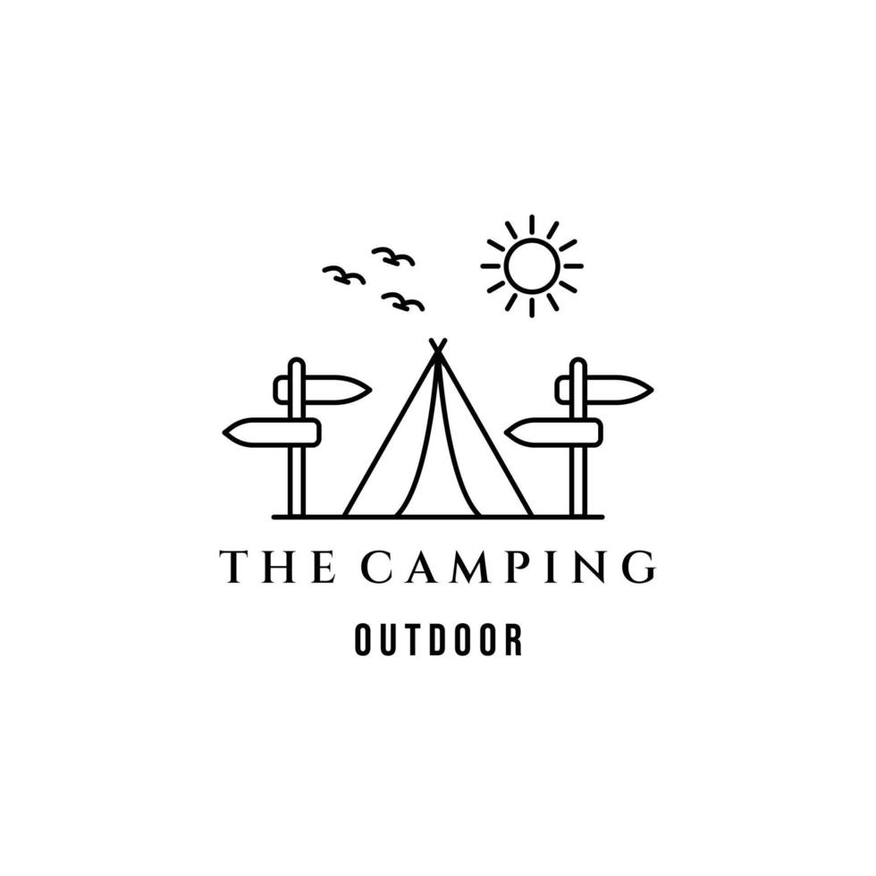 campamento de vacaciones arte lineal logotipo minimalista diseño de ilustración icono creativo vector