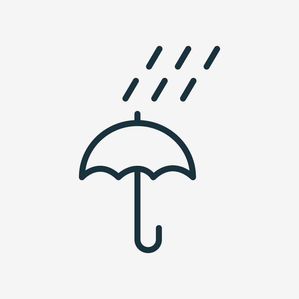 Umbrella Line Icon. Rain Concept Linear Pictogram. Umbrella Protective from Rain Outline Icon. Isolated Vector Illustration.