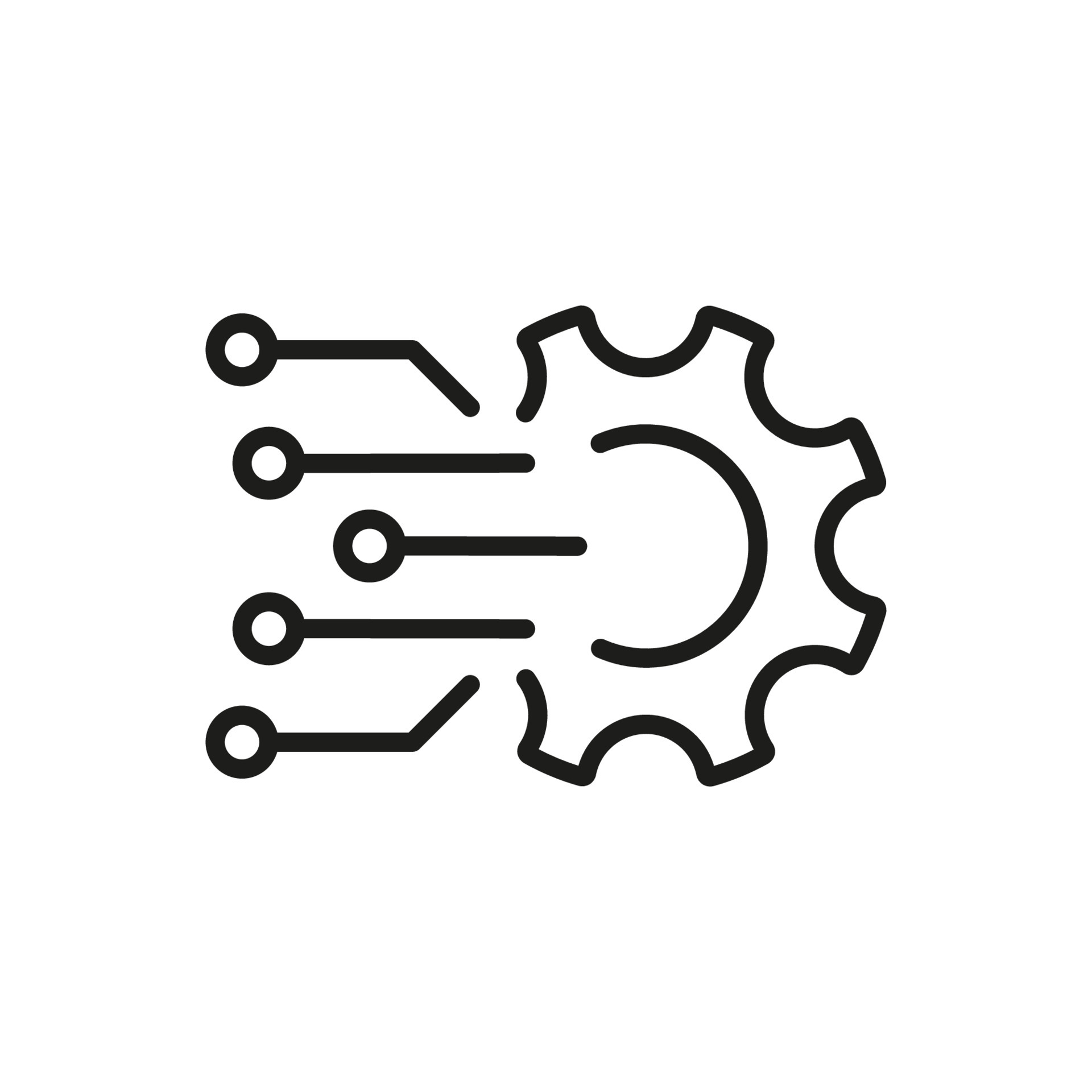 Digital Tech Concept Line Icon. Gear Sign of Business Solution Linear