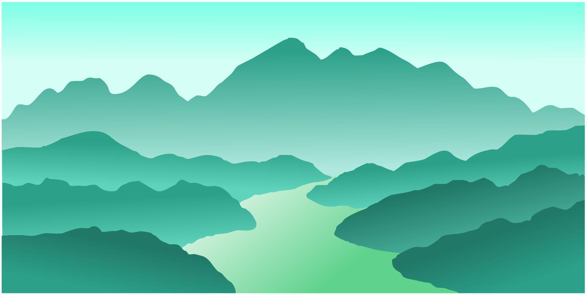 vector mountain and river