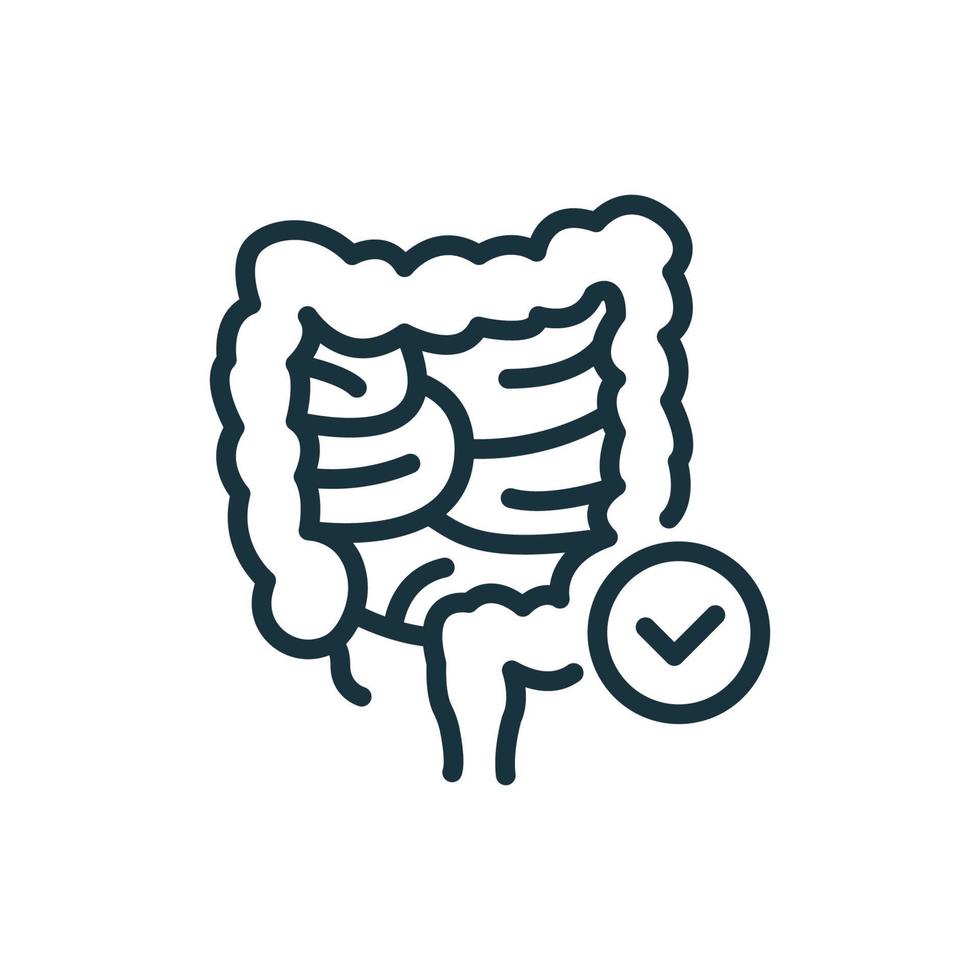 Healthy Colon Line Icon. Internal Digestive Human Organ Outline Icon. Large Intestine Linear Pictogram. Bowel Concept. Isolated Vector Illustration.