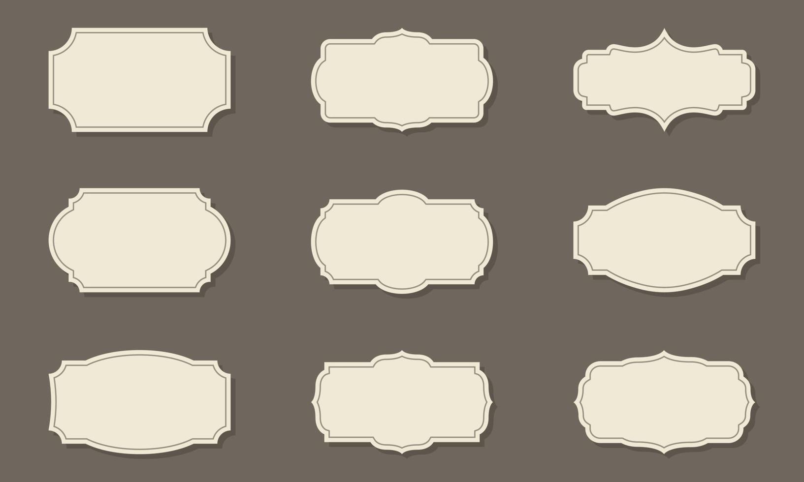 Collection of Classic Retro Frames on Dark Background. Set of Template Vintage Victorian Borders. Elegant Frames in Different Shape with Luxury Ornament. Isolated Vector Illustration.