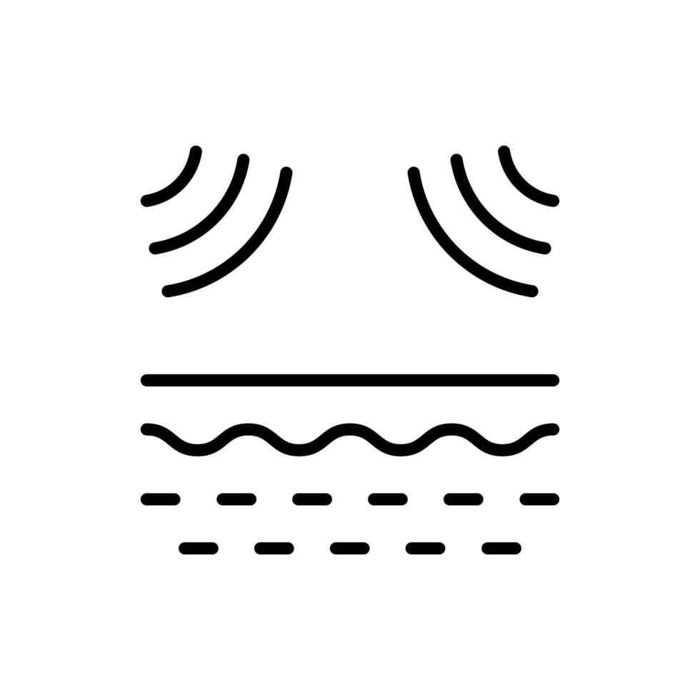 Ultrasonic Wave Influence on Skin Line Icon. Laser Removal of Skin Problem Linear Pictogram. Beauty Treatment Outline Icon. Skin Barrier of Bad Impact. Isolated Vector Illustration.