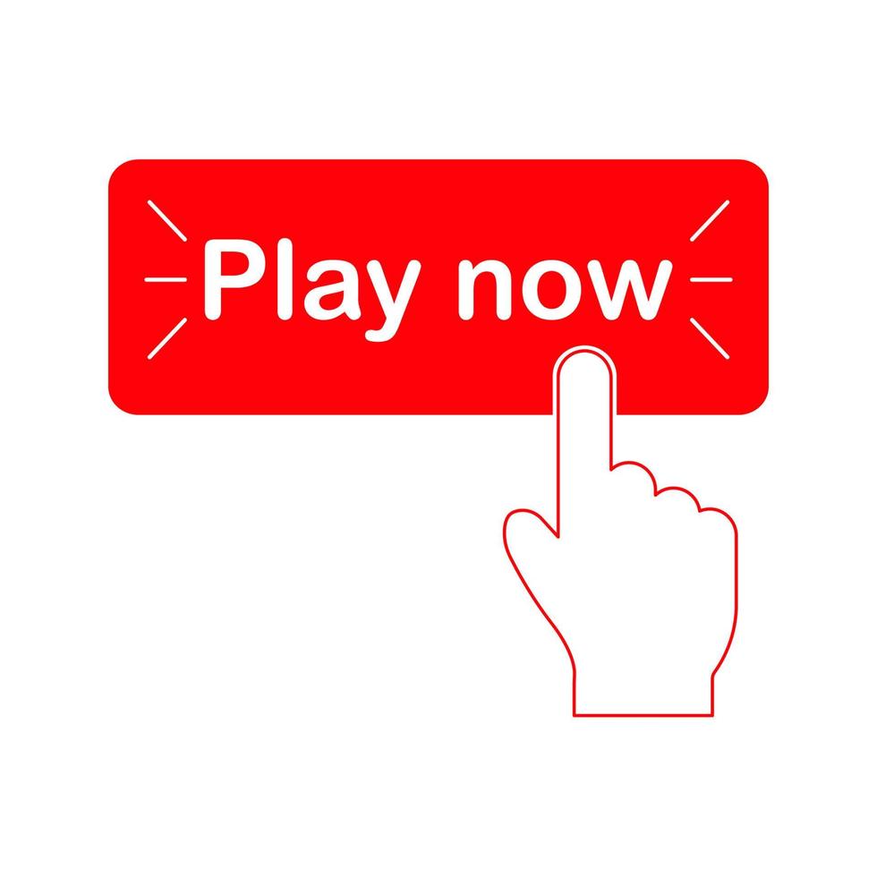 Play now button. Click on the red button. Vector