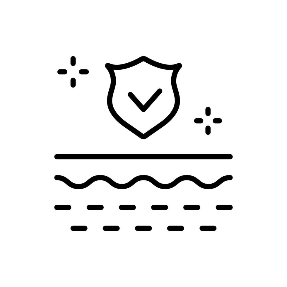 UV Protection Line Icon. Skin Protect 24h Linear Pictogram. Every 24 Hours Barrier Safety for Skin. Shield 24 Hours Protection Concept Outline Icon. Isolated Vector Illustration.