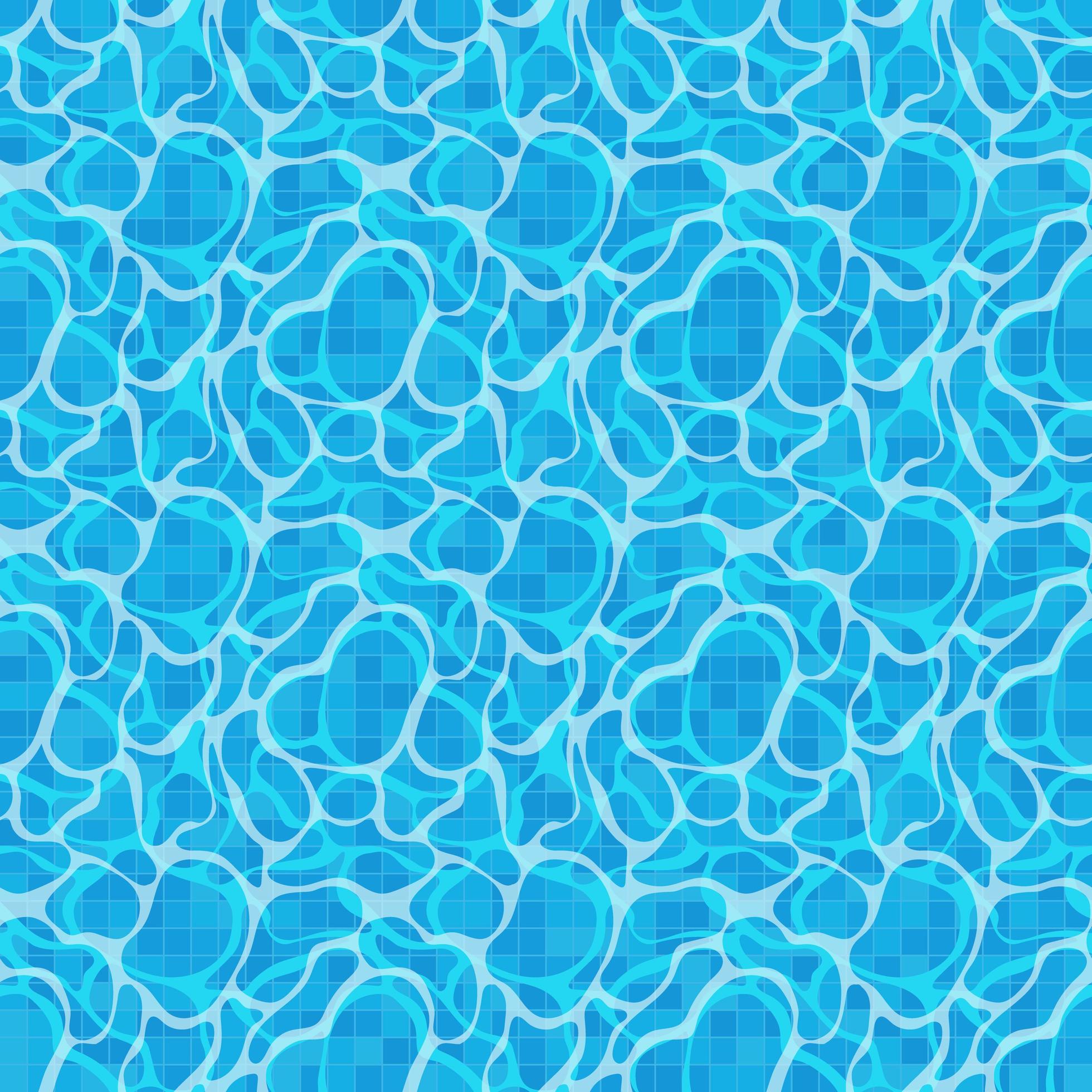 Blue water surface background. Pool tile. Light ripple texture. Vector