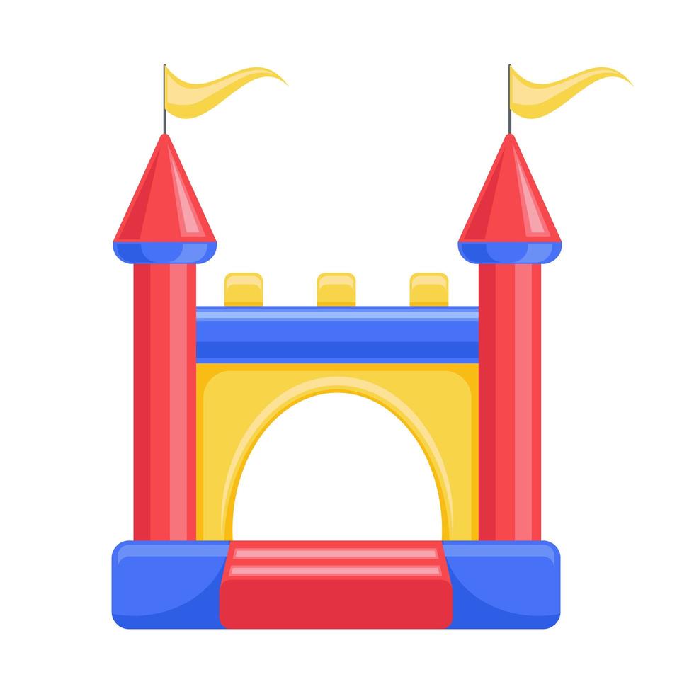 castillo inflable hinchable. torre y equipamiento para parque infantil. ilustración de línea vectorial vector