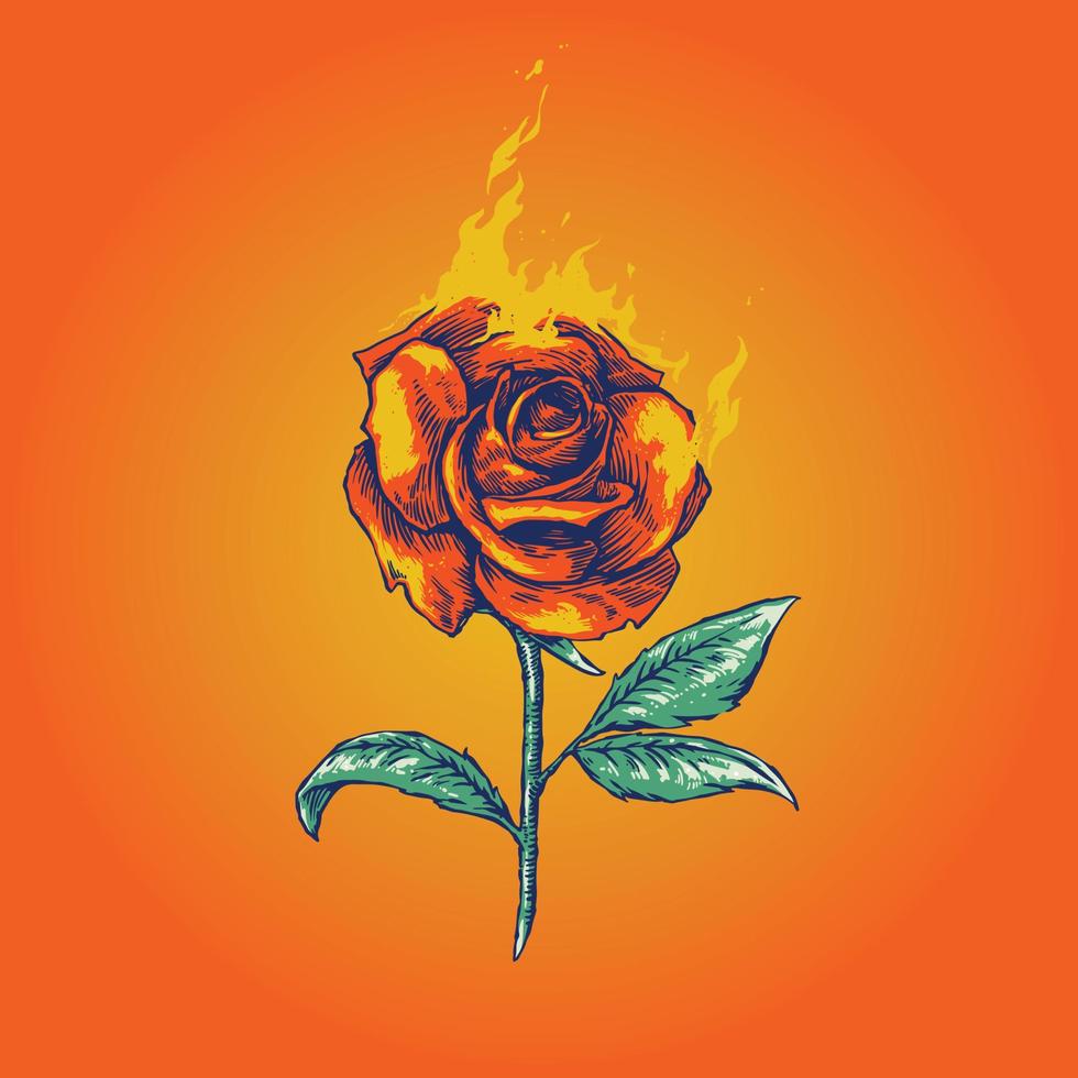 ilustración de rosas ardientes vector