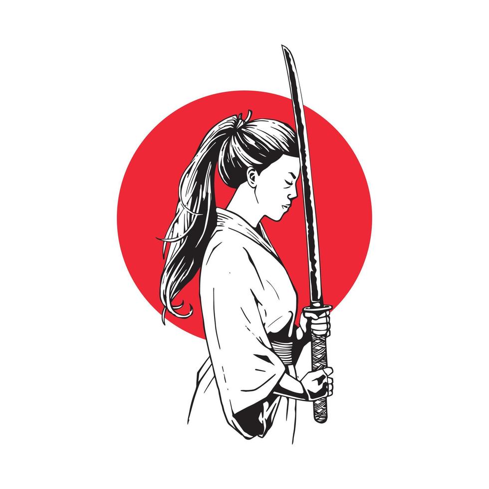 female japanese samurai vector