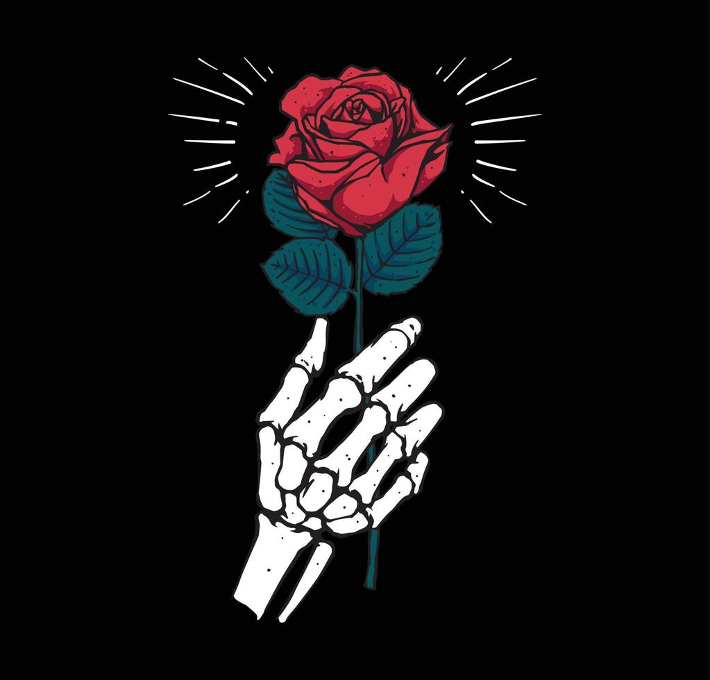 ilustración de rosa y calavera vector