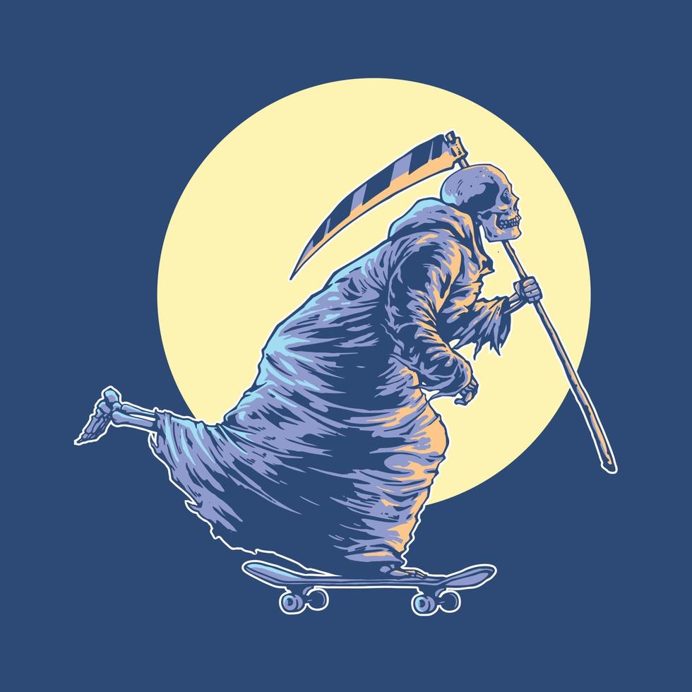 grim reaper playing skateboard vector