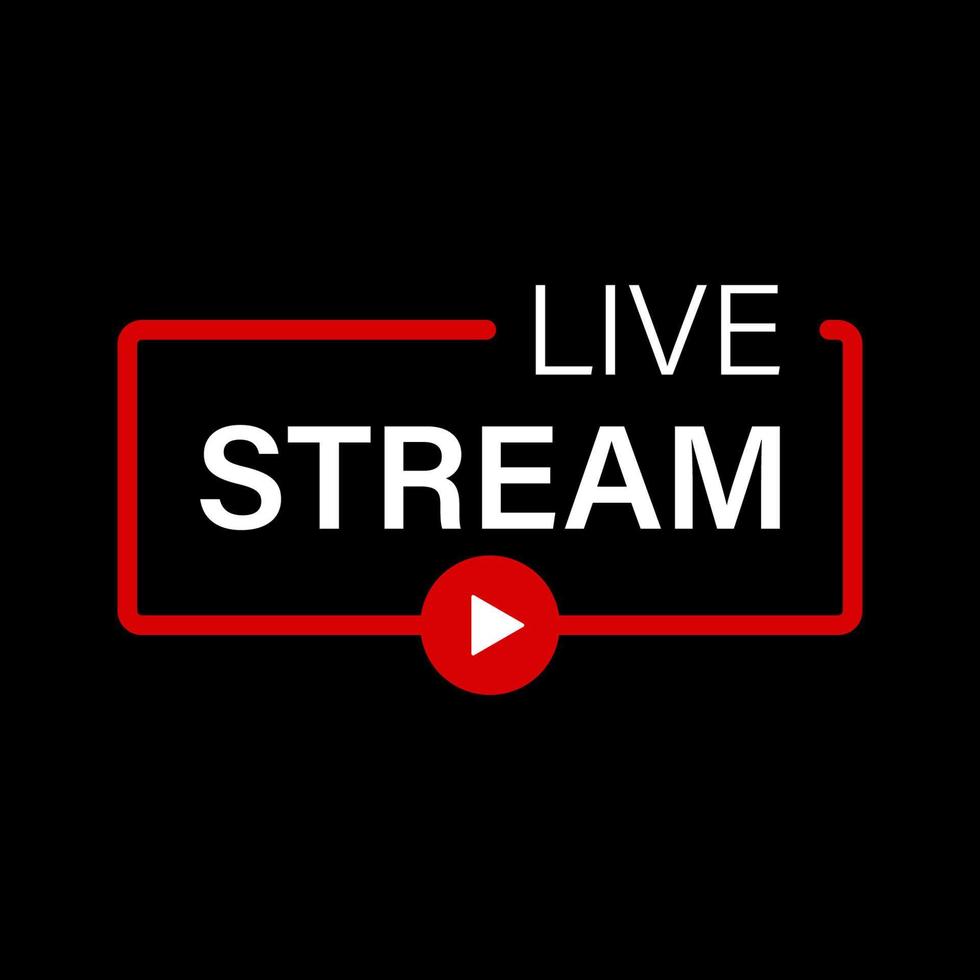 Red Live Line Stream Sign. Streaming TV Banner. Online Broadcast, News, Show, Channel Television. Symbol of Livestream. Isolated Vector Illustration.