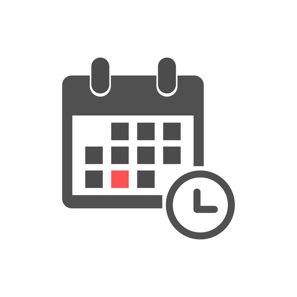icono de horario. pictograma de planificador, calendario y reloj vector