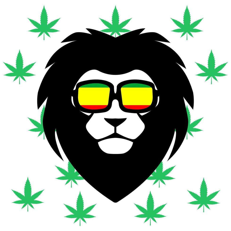 león rastaman vector. fondo de cáñamo. canabis vector